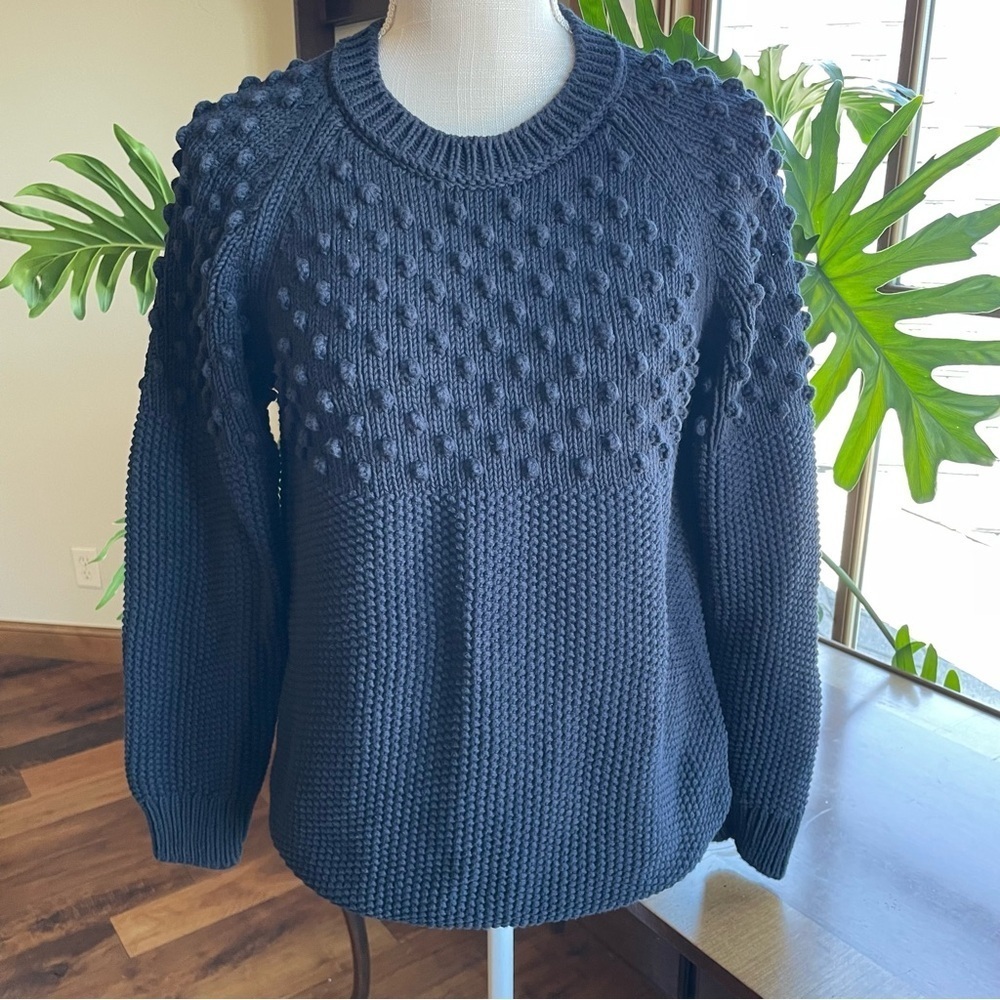 Closed Chunky Knit Women's Black Crew Neck Cotton Textured Sweater size S
